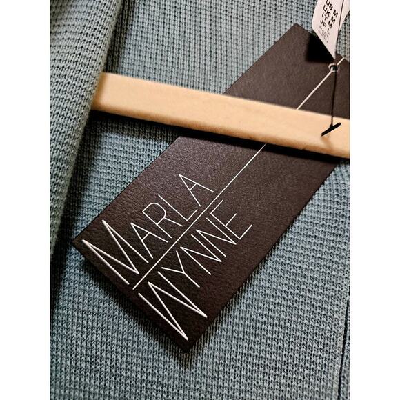 Marla Wynn NWT oversized M knit kimono long jacket. Light blue. Side slit.Office - Picture 11 of 16